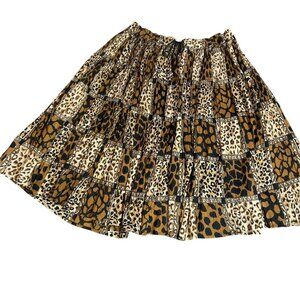 24 Karat Vintage 90s Skirt Cheetah Leopard Patchwork Print Free Size Crinkle